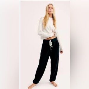 INTIMATELY by Free People Fuzzy Drawstring Waist Black Joggers- M